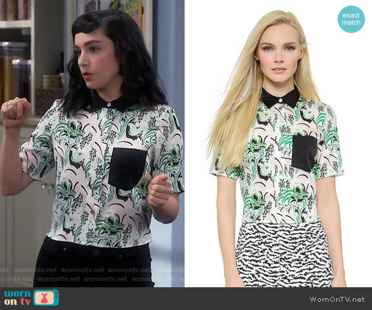 Veronica Beard Palm Garden Cropped Top worn by Mandy Baxter (Molly Ephraim) on Last Man Standing