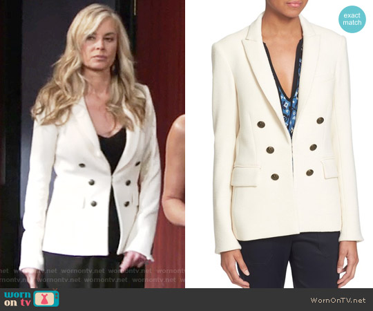 Veronica Beard Peninsula Faux Double Breasted Blazer in Ecru worn by Ashley Abbott (Eileen Davidson) on The Young and the Restless