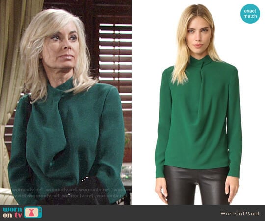 Elizabeth and James Darby Blouse in Bottle Green worn by Ashley Abbott (Eileen Davidson) on The Young and the Restless
