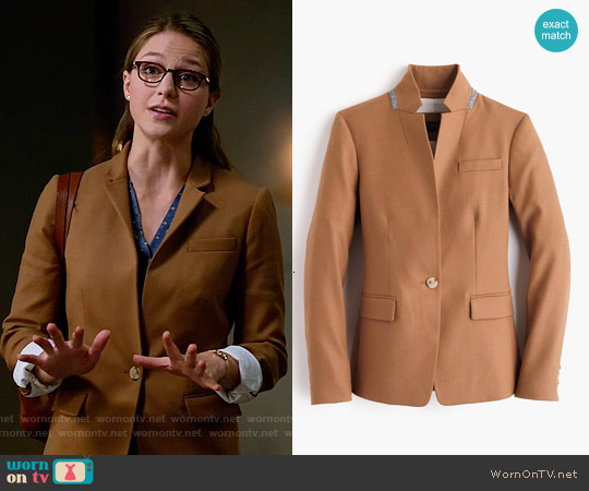 J.Crew Regent Blazer in Warm Camel worn by Kara Danvers (Melissa Benoist) on Supergirl