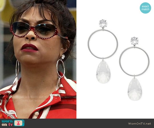 Michael Kors Silver-Tone Cubic Zirconia Drop Earrings worn by Cookie Lyon (Taraji P. Henson) on Empire