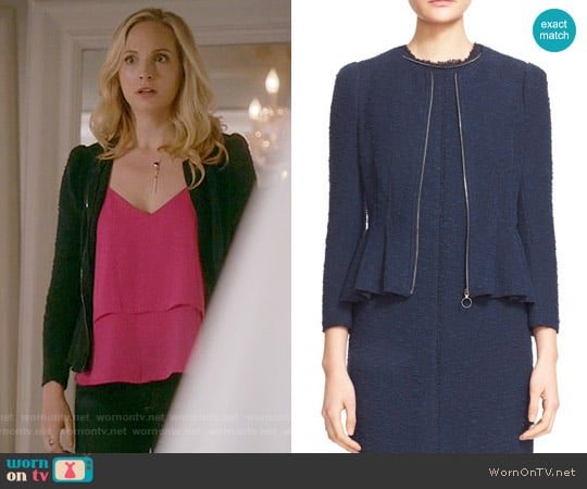 Rebecca Taylor Zip Front Boucl&eacute; Tweed Jacket worn by Caroline Forbes (Candice Accola) on The Vampire Diaries