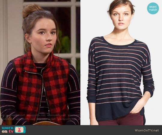 Vince Stripe Wool Blend Sweater in Coastal Combo worn by Eve Baxter (Kaitlyn Dever) on Last Man Standing