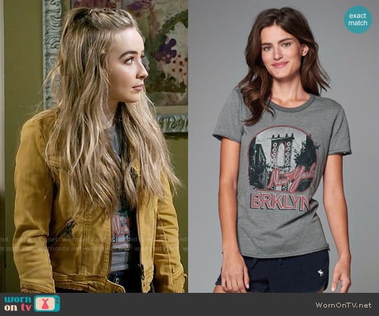 Abercrombie Vintage Graphic Tee in Grey worn by Maya Hart (Sabrina Carpenter) on Girl Meets World