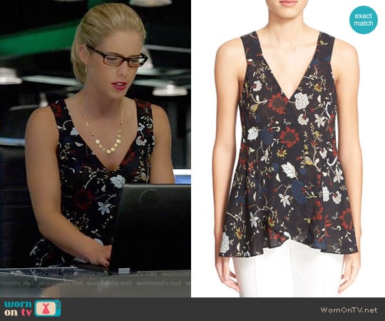 A.L.C. Purcell Floral Top worn by Felicity Smoak (Emily Bett Rickards) on Arrow