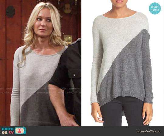 Alice + Olivia Abbie Pullover in Dove Grey / Charcoal worn by Sharon Newman (Sharon Case) on The Young and the Restless