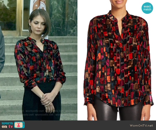 Alice + Olivia Eloise Blouse worn by Thea Queen (Willa Holland) on Arrow