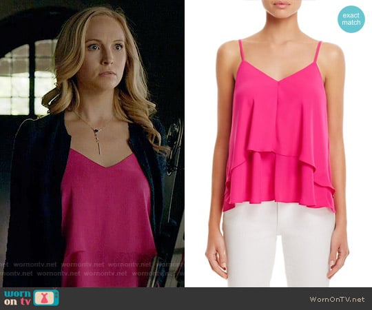 Amanda Uprichard Adriana Silk Cami in Hot Pink worn by Caroline Forbes (Candice Accola) on The Vampire Diaries
