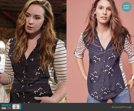 Tiny Sailboat Stargazing Blouse worn by Mariah Copeland (Camryn Grimes) on The Young and the Restless