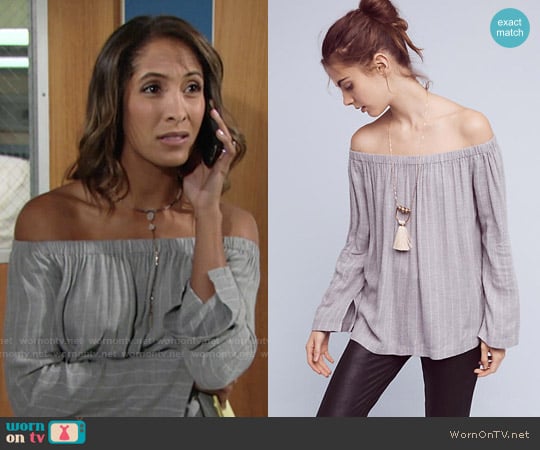 Cloth & Stone Homestead Off-The-Shoulder Top worn by Lily Winters (Christel Khalil) on The Young and the Restless