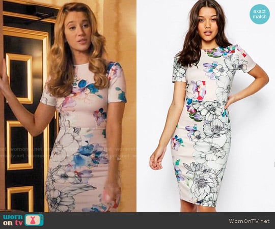 ASOS Floral T-Shirt Scuba Bodycon Midi Dress worn by Petra Solano (Yael Grobglas) on Jane the Virgin