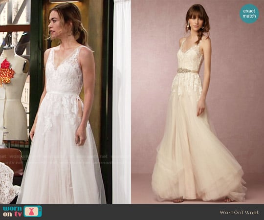 BHLDN Reagan Gown worn by Victoria Newman (Amelia Heinle) on The Young and the Restless