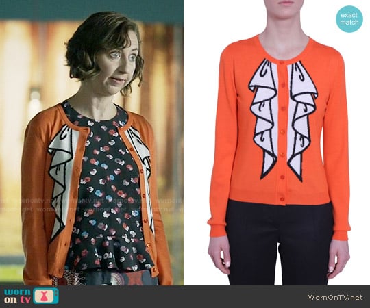 Boutique Moschino Crew Neck Cardigan worn by Carol Pilbasian (Kristen Schaal) on Last Man On Earth