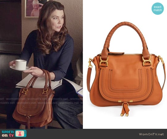 Chloe Marcie Medium Satchel in Tan worn by Lorelai Gilmore (Lauren Graham) on Gilmore Girls