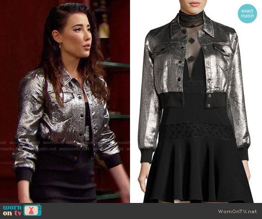 Cinq a Sept Kane Metallic Jacket worn by Steffy Forrester (Jacqueline MacInnes Wood) on The Bold and the Beautiful