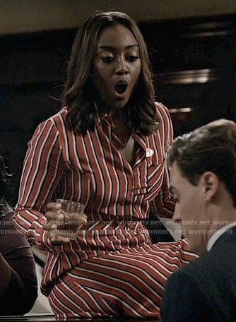 Daisy’s red striped shirtdress on Madam Secretary