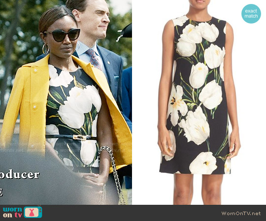 Dolce & Gabbana Tulip Print Wool Shift Dress worn by Daisy Grant (Patina Miller) on Madam Secretary