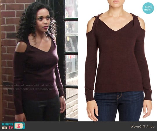 Elan Twist Cold Shoulder Sweater worn by Hilary Curtis (Mishael Morgan) on The Young and the Restless