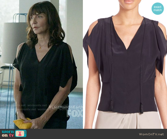 Elie Tahari Brielle Top in Black worn by Gail Klostermann (Mary Steenburgen) on Last Man On Earth