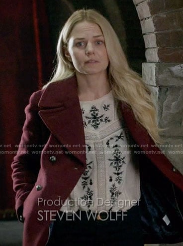 Emma’s off-white embroidered top on Once Upon a Time