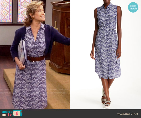 Equipment Tegan Dress in Ultramarine worn by Vanessa Baxter (Nancy Travis) on Last Man Standing