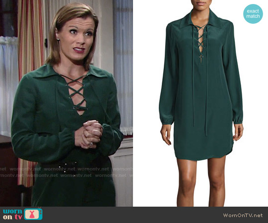 Frame Lace-Up Silk Shirtdress worn by Chelsea Lawson (Melissa Claire Egan) on The Young and the Restless
