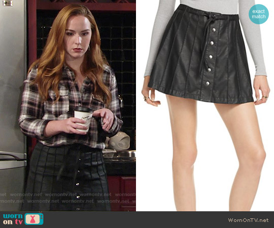Free People Snap Front Faux Leather Skirt worn by Mariah Copeland (Camryn Grimes) on The Young and the Restless