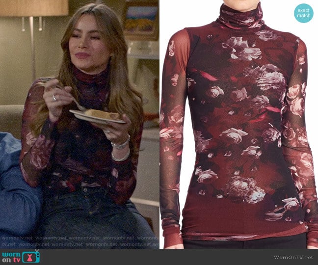 Fuzzi Floral Printed Turtleneck Top worn by  Gloria Pritchett (Sofia Vergara) on Modern Family