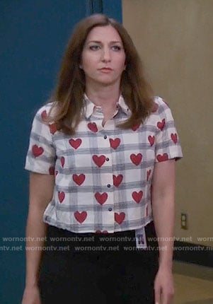 Gina’s checked heart print top on Brooklyn Nine-Nine