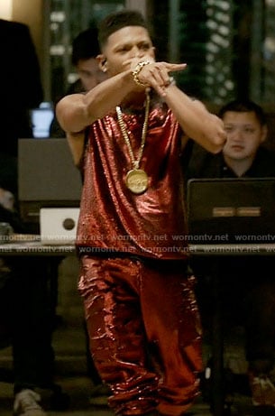 Hakeem’s red sequin top and pants on Empire