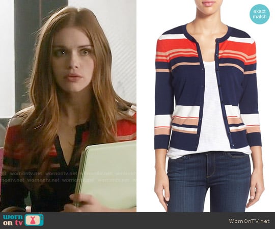 Halogen Three Quarter Sleeve Cardigan worn by Lydia Martin (Holland Roden) on Teen Wolf