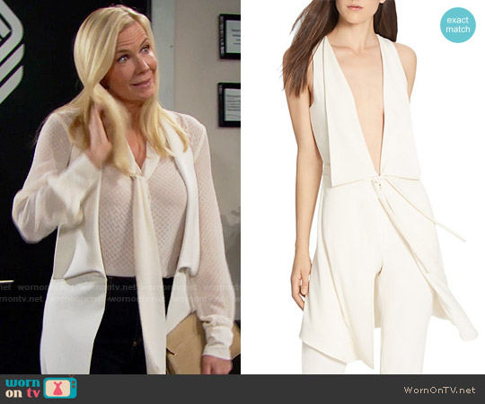 Halston Heritage Plunge Tie Front Vest worn by Brooke Logan (Katherine Kelly Lang) on The Bold and the Beautiful