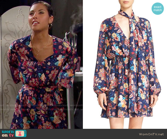 Haute Hippie Floral Print Silk Mini Dress worn by Sasha Avant (Felisha Cooper) on The Bold and the Beautiful