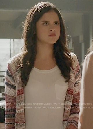 Hayden’s striped cardigan with lace hood on Teen Wolf