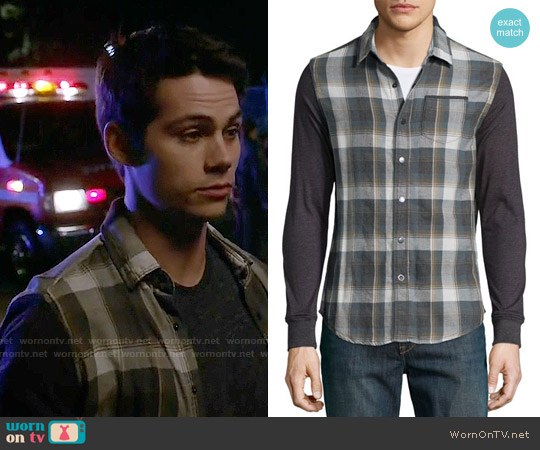 Howe Plaid Button-Down Shirt w/ Knit Sleeves worn by Stiles Stilinski (Dylan O'Brien) on Teen Wolf