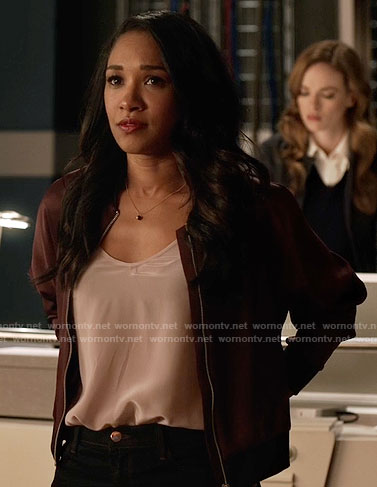 Iris’s purple bomber jacket on The Flash