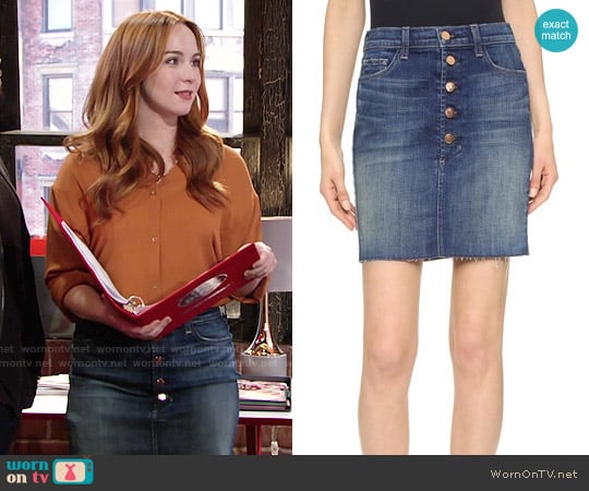 J Brand Rosalie Denim Skirt worn by Mariah Copeland (Camryn Grimes) on The Young and the Restless