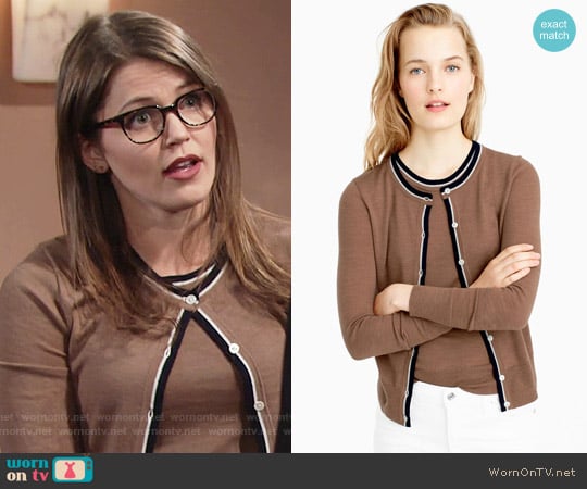 J.Crew Tipped Jackie Shell in Hickory Navy worn by Natalie Soderberg (Mara McCaffray) on The Young and the Restless