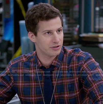 Jake’s blue and red plaid shirt on Brooklyn Nine-Nine