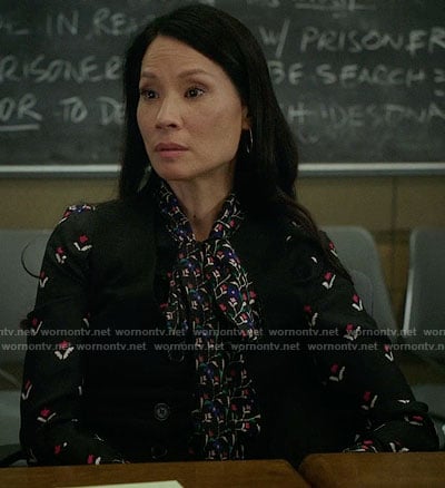 Joan’s mixed floral print tie neck blouse on Elementary