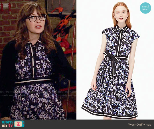 Kate Spade Hydrangea Cotton Shirtdress worn by Jessica Day (Zooey Deschanel) on New Girl