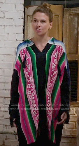 Liza’s stripe patterned poncho on Younger