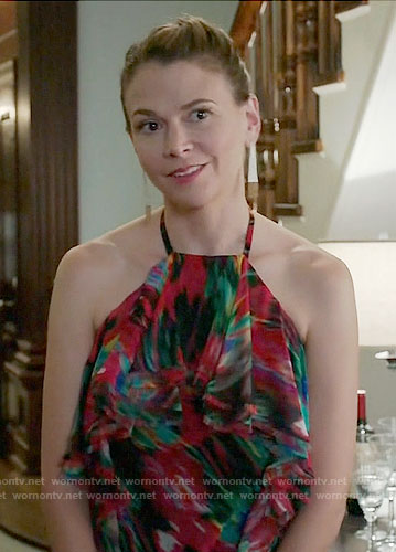Liza’s ruffled halter dress on Younger