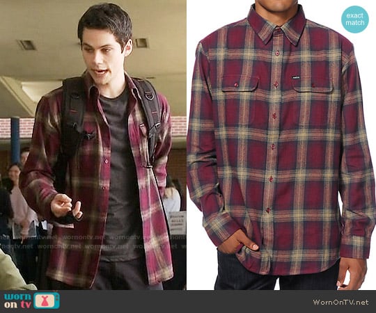Matix Parker Flannel Shirt in Dark Red worn by Stiles Stilinski (Dylan O'Brien) on Teen Wolf