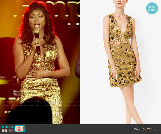 Michael Kors Collection Floral Metallic-Embroidered Brocade Dress worn by Cookie Lyon (Taraji P. Henson) on Empire