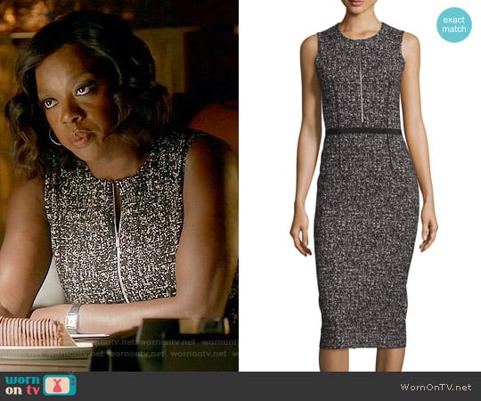 Michael Kors Sleeveless Tweed Zip-Front Sheath Dress worn by Annalise Keating (Viola Davis) on How to Get Away with Murder