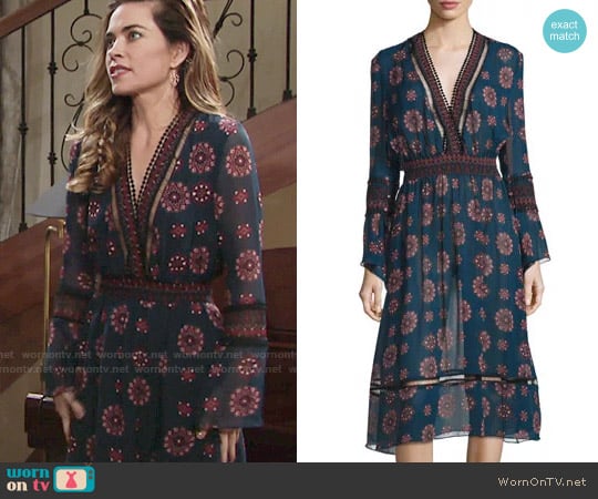 Nicholas Marrakech Printed Chiffon Midi Dress worn by Victoria Newman (Amelia Heinle) on The Young and the Restless