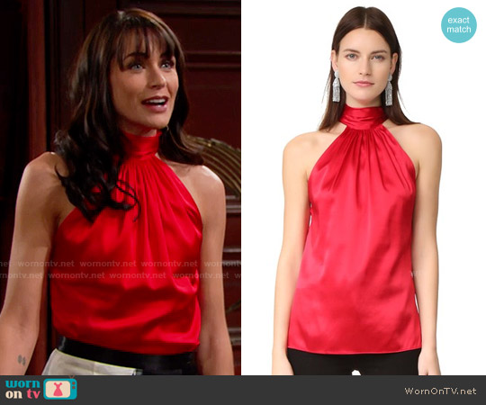 Ramy Brook Paige Top in Crimson worn by Quinn Fuller (Rena Sofer) on The Bold and the Beautiful