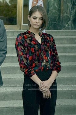 Thea’s rectangle patterned blouse on Arrow