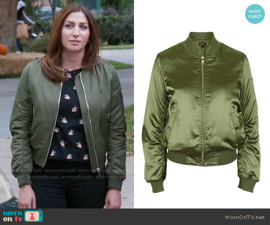 Topshop MA1 Shiny Bomber Jacket worn by Gina Linetti (Chelsea Peretti) on Brooklyn Nine-Nine